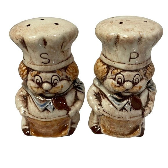 Chef Salt  Pepper Shakers Treasure Craft USA 4 1/2" - Picture 1 of 12